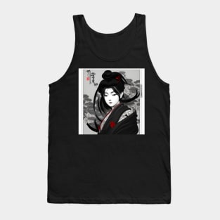 Beaux Animes Art, Ukiyo-e Japanese Anime Girl with traditional uniform  Illustration Design Tank Top